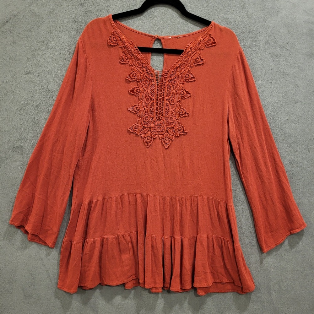 Boho Peasant Top Tunic Women's‎ Embroidered Tiered Ruffle Hippie